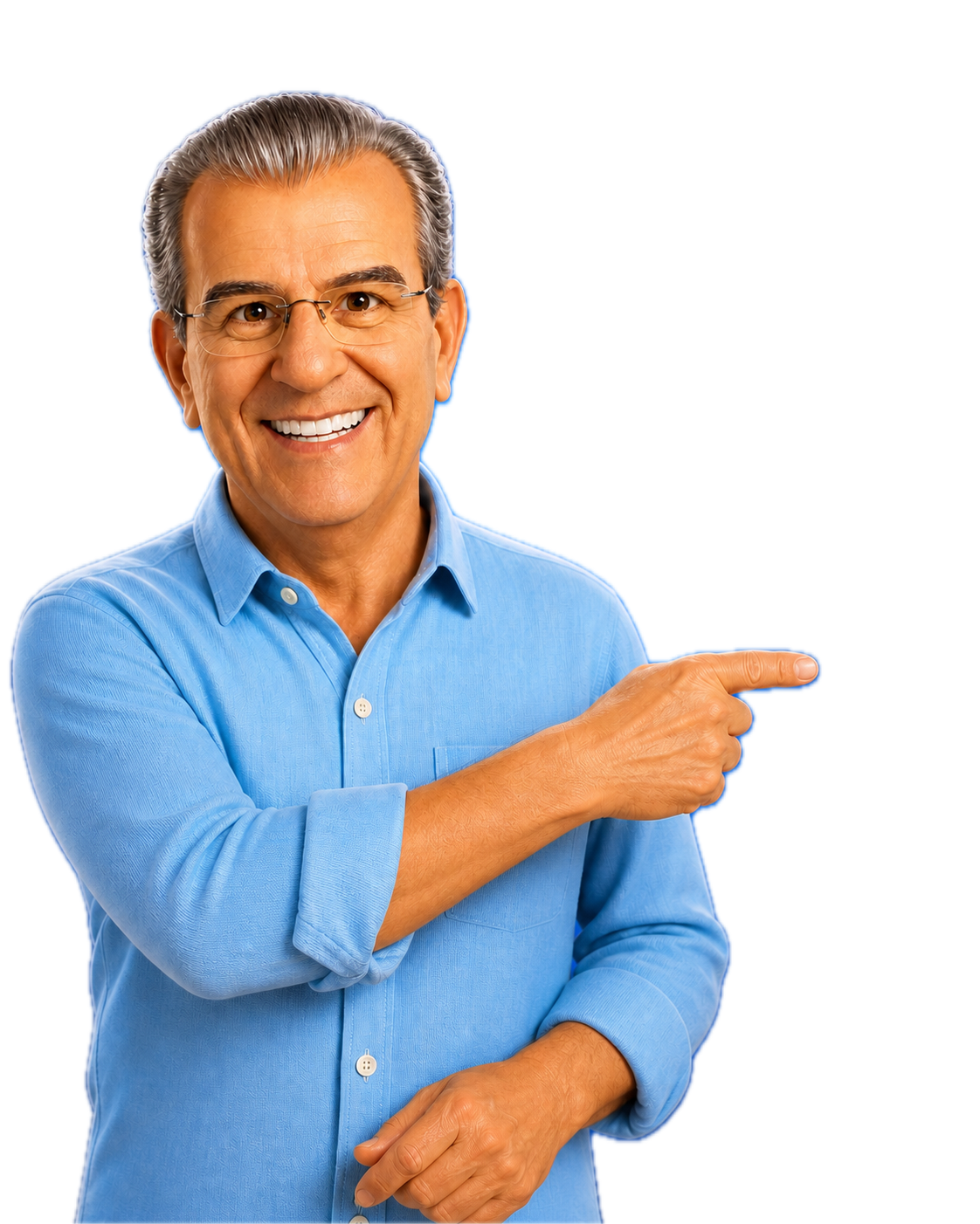 Personagem do Dila apontando para o fechamento da seção